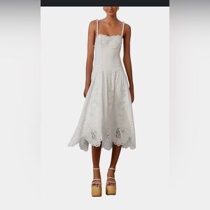 Farm Rio Elegant White Midi Dress